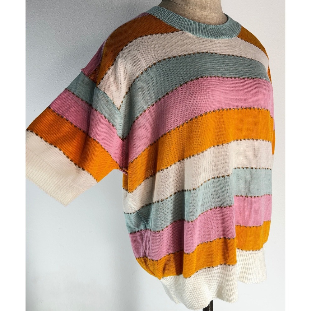 143 Story by Line Up Spring Stripes Knit Sweater Womens 2X Colorful Y2K Kidcore